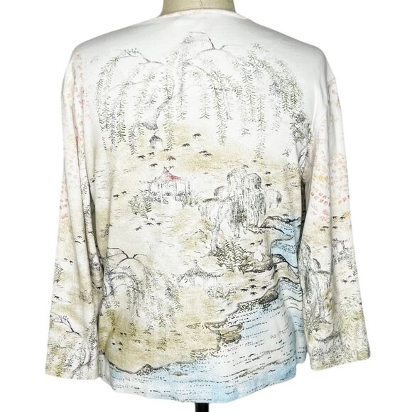 Chicos Top Womens Size L (Chicos Size 2) Chinese Geisha Graphic - Picture 3 of 4